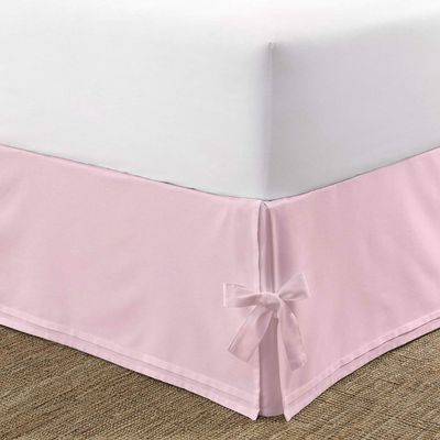 Box Pleated Bedskirt - Split Corner Bedskirt Full Size - Luxury Box Pleated Knot Bedskirts - 100% Egyptian Cotton 1200 TC Box Pleated Bed Skirt - 10 Inch Drop Full Box Pleated Bed Skirt, Baby Pink