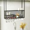 Bar Floating Shelf Wine Rack Wall Mount, Hanging Wine Glass Rack, Antique Wine Rack, Ceiling Wine Rack, Wall Shelf Storage Rack (Color : Black, Size : 100x30x100cmCM) view 3