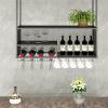 Bar Floating Shelf Wine Rack Wall Mount, Hanging Wine Glass Rack, Antique Wine Rack, Ceiling Wine Rack, Wall Shelf Storage Rack (Color : Black, Size : 100x30x100cmCM) view 4
