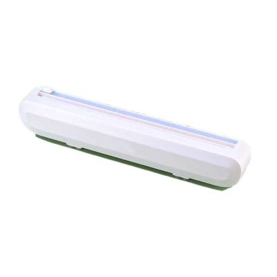 LINFFSTR Foil and Cling Film Dispenser with Slide Cutter Bottom Suction Cup Refillable Plastic Wrap Dispenser Adjustable Cling Film Cutter Kitchen Accessories