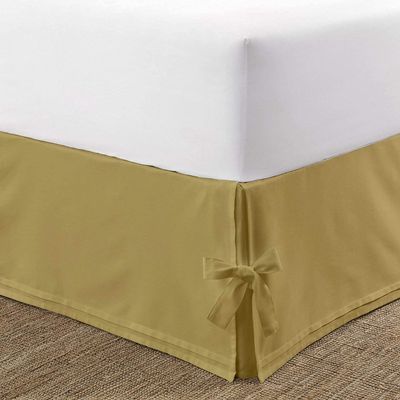 Box Pleated Bedskirt - Split Corner Bedskirt RV Bunk Size - Luxury Box Pleated Knot Bedskirts - 100% Egyptian Cotton 1200 TC Box Pleated Bed Skirt - 10" Drop RV Bunk Box Pleated Bed Skirt, Taupe