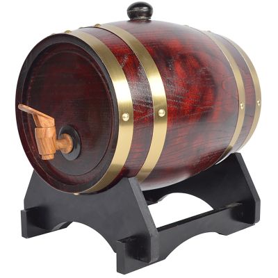 3L Oak Wine Barrel, Vintage Timber Spirits Whiskey Storage Dispenser with Barrel Tap,Built-in Aluminum Foil Liner and Wooden Stand for Storing Beer Whiskey Rum