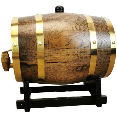 3L Oak Wine Barrel, Vintage Timber Spirits Whiskey Storage Dispenser with Barrel Tap,Built-in Aluminum Foil Liner and Wooden Stand for Storing Beer Whiskey Rum