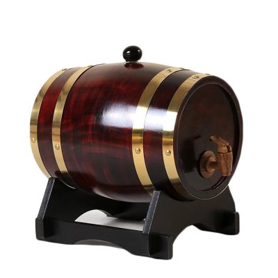 3L Oak Wine Barrel, Vintage Timber Spirits Whiskey Storage Dispenser with Barrel Tap,Built-in Aluminum Foil Liner and Wooden Stand for Storing Beer Whiskey Rum