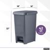 Superio Slim Trash Can with Foot Pedal  10.5 Gallon Step-On Trash Can with Lid, Large Plastic Garbage Can, Trashcan for Bathroom, Kitchen, Office,Bedroom, Dorm Room, Patio,  Onyx Grey view 2