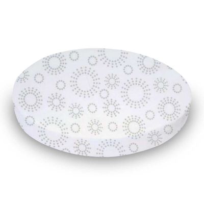 SheetWorld Baby Fitted Oval Crib Sheet Fits Stokke Mini, 100% Cotton Woven Sheet, Unisex Boy Girl, 23 x 29 inches, Grey Dot Circles, Made in USA