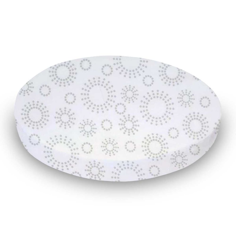 SheetWorld Baby Fitted Oval Crib Sheet Fits Stokke Mini, 100% Cotton Woven Sheet, Unisex Boy Girl, 23 x 29 inches, Grey Dot Circles, Made in USA
