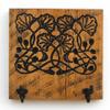 Art Nouveau Gingko Motif Coat Hanger - Carved in a 12"x12" Solid Wood Board | Key Holder | Entryway Organizer | Towel Rack | Leash Holder view 1