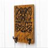 Art Nouveau Gingko Motif Coat Hanger - Carved in a 12"x12" Solid Wood Board | Key Holder | Entryway Organizer | Towel Rack | Leash Holder view 3