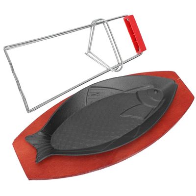 1 Set Teppanyaki Fish Plate Grill Pans Cast Iron Grill Pan Fish Baking Tray Non-sticky Steak Plate Teppanyaki Serving Tray Cast Iron Skillet Western Food Serving Tray