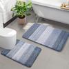 2 Piece Ombre Bath Mat Set for Bathroom, Non Slip Ultra Soft and Thick Water Absorbent Bath Carpet, Machine Washable & Quick Dry Bathroom Rug, for Bedroom Door Living Room Blue view 1