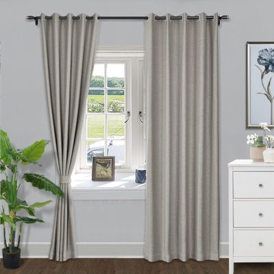 Fcosie Natural Linen Blended Curtains 63 Inches Length Blackout Curtains and Drapes Grommet Top Window Treatment Drapery Panels Draperies (2 Panels, 50 W x 63 L Inches, Light Grey)
