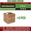 12x12in Storage Baskets Set of 4 Water Hyacinth Baskets,Foldable Handwoven Storage Cubes,Wicker Cube Baskets Laundry Organizer Totes for Home view 2
