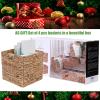 12x12in Storage Baskets Set of 4 Water Hyacinth Baskets,Foldable Handwoven Storage Cubes,Wicker Cube Baskets Laundry Organizer Totes for Home view 4