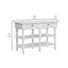 Benjara Kitchen Island with Artificial Marble Top and Turned Legs, White view 3