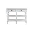 Benjara Kitchen Island with Artificial Marble Top and Turned Legs, White view 4