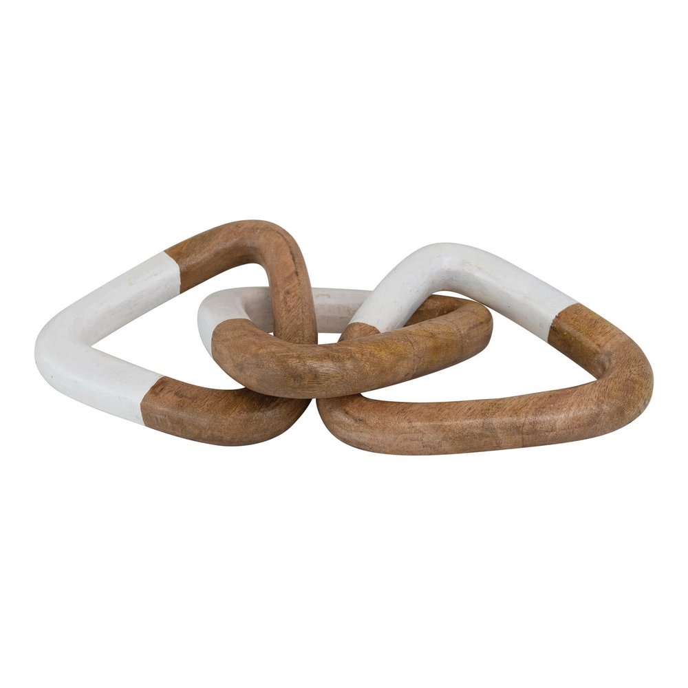 Bloomingville Mango Wood Dcor with 3 Links Decorative Chain, 7" L x 19" W x 7" H, Natural