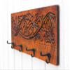 Oak Leaf Coat Hanger - Carved in a 30.5"x10" Solid Wood Board Key Holder Entryway Organizer Towel Rack Leash Holder Rustic Modern view 3