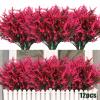 12 Bundles Artificial Flowers for Outdoor Decoration, Spring Decoration UV Resistant Faux Outdoor Plastic Greenery Shrubs Plants Artificial Fake Flowers Hanging Planter Home Garden Decor(Pink) view 1