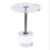 Artmaze Clear Acrylic End Table,Side Table,Brushed Silver Metal,Round,for Office, Living Room and Bedroom,Easy Assembly,12x12 inch21.3 inch high view 1