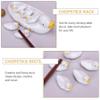 ASDUU Duck Ceramic Chopstick Rest Ducky Porcelain Spoon Holder Set Pottery Cutlery Knife Fork Stand for Home Kitchen Table Tableware Cooking Utensils Dish Accessories Decor Gift view 4