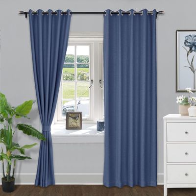 Fcosie Natural Linen Blended Curtains 63 Inches Length Blackout Curtains and Drapes Grommet Top Window Treatment Drapery Panels Draperies (2 Panels, 50 W x 63 L Inches, Delft Blue)