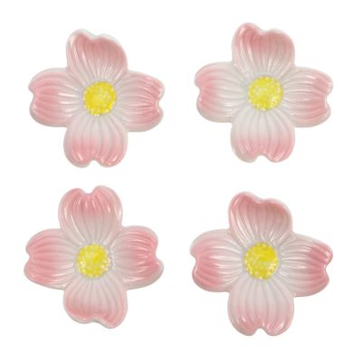 ASDUU 4pcs Ceramic Chopsticks Rest Japanese Flower Chopsticks Rack Dinner Spoons Stand Kitchen Tableware Holder Decor Gift