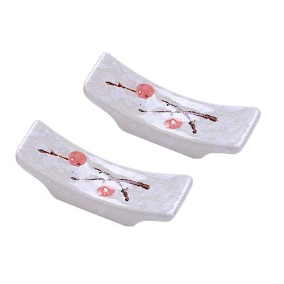ASDUU Ceramic Chopstick Rest Chinese Style Plum Stand Spoon Fork Holder 2pcs Decor Gift