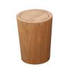 CL-ZZZ Wooden Round Trash Can Shake Lid Waste Basket Easy to Disassemble, Eco-Friendly Natural Wood Rubbish Bin for Bathroom Office Kitchen, Light Brown view 1