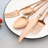 BRIIEC 18/10 Stainless Steel Tableware Set, 20 Piece Flatware Silverware Set Eating Utensils Set Service for 4, Unique Handle, Dishwasher Safe - Matte Rose Gold view 4