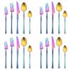 BRIIEC Matte Rainbow Flatware Set 20 Pieces, 18/10 Stainless Steel Colorful Silverware Set, Titanium Plating Cutlery Set, Utensil Sets,Include Dessert Fork Teaspoons. view 1