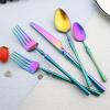 BRIIEC Matte Rainbow Flatware Set 20 Pieces, 18/10 Stainless Steel Colorful Silverware Set, Titanium Plating Cutlery Set, Utensil Sets,Include Dessert Fork Teaspoons. view 2
