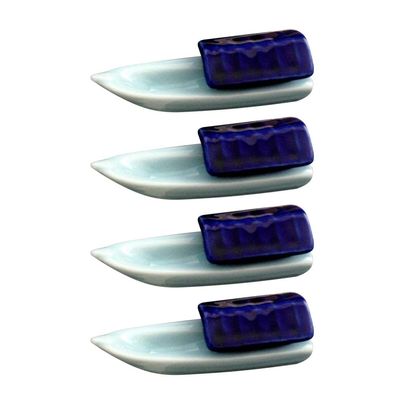 ASDUU 4pcs Chopsticks Rests Boat Shape Ceramic Dinner Spoon Stand Fork Holder Rack Chopsticks Utensil Cutlery Stand Decor Gift