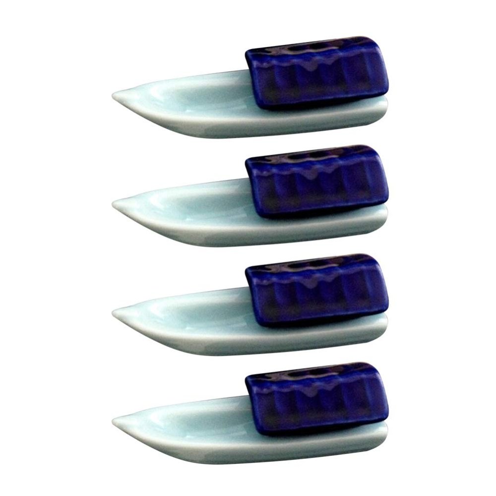 ASDUU 4pcs Chopsticks Rests Boat Shape Ceramic Dinner Spoon Stand Fork Holder Rack Chopsticks Utensil Cutlery Stand Decor Gift