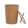 CL-ZZZ Simple Wastepaper Bin Trash Can Wooden Round Garbage Can Shake Lid Portable Rubbish Bin for Bathroom Office Kitchen, Light Brown view 1
