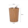 CL-ZZZ Simple Wastepaper Bin Trash Can Wooden Round Garbage Can Shake Lid Portable Rubbish Bin for Bathroom Office Kitchen, Light Brown view 2