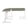 Benjara Computer Desk with Metal Legs and CPU Holder, Gray view 1