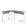 Benjara Computer Desk with Metal Legs and CPU Holder, Gray view 4