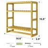 Galood Over The Toilet Storage Bathroom Shelves Wall Mounted 3 Tier Space Saver Corner Shelf Organizer Bamboo Towel Rack Toilet Paper Cabinet with Hanging Rod Yellow view 3