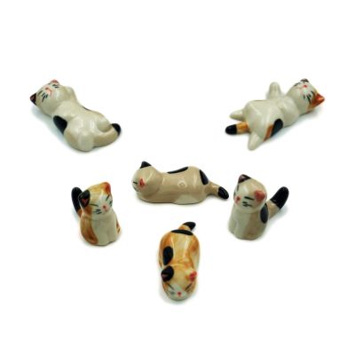 ASDUU Cute Cat Chopsticks Rest Dinner Spoon Stand Fork Holder for Restaurant Home Party Set of 6 Decor Gift