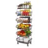 Miyawell Fruit Vegetable Storage Basket for Kitchen - 6 Tier Stackable Metal Wire Baskets Cart with Rolling Wheels Utility Fruits Rack Produce Snack Organizer Bins for Pantry Bathroom Laundry Bronze view 1