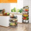 Miyawell Fruit Vegetable Storage Basket for Kitchen - 6 Tier Stackable Metal Wire Baskets Cart with Rolling Wheels Utility Fruits Rack Produce Snack Organizer Bins for Pantry Bathroom Laundry Bronze view 2
