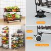 Miyawell Fruit Vegetable Storage Basket for Kitchen - 6 Tier Stackable Metal Wire Baskets Cart with Rolling Wheels Utility Fruits Rack Produce Snack Organizer Bins for Pantry Bathroom Laundry Bronze view 3