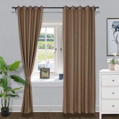 Fcosie 42" W x 72" L Grommet Blackout Curtains for Living Room, Thick Linen Look Draperies, Energy Efficient Window Curtains with Tieback, Noise Reduction Drapes for Bedroom, Coca Mocha (2 Panels)