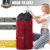 Backpack Laundry Bag, 115L Heavy Duty Extra Large College Laundry Backpack, Dirty Clothes Bag with Shoulder Straps, Laundry Hamper Bag with Drawstring Closure for College Dorm, Apartment Red view 2
