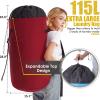 Backpack Laundry Bag, 115L Heavy Duty Extra Large College Laundry Backpack, Dirty Clothes Bag with Shoulder Straps, Laundry Hamper Bag with Drawstring Closure for College Dorm, Apartment Red view 3