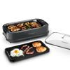Indoor Grill, Techwood 1500W Smokeless Electric Grill with 2 in1 Nonstick Grill/Griddle Plates, Portable Korean BBQ Grill with 6-Level Control, Glass Lid, Dishwasher Safe, Double Plates, Gray view 1