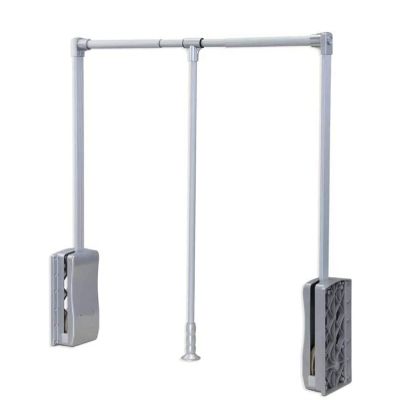 Aluminum Lift/Pull Down Adjustable Width Hanger,Wardrobe Removable Clothes Hanger Rail Soft Return, Retractable Hanger Organizer Rack for Pants Clothing Storage (Size : 660-890mm)