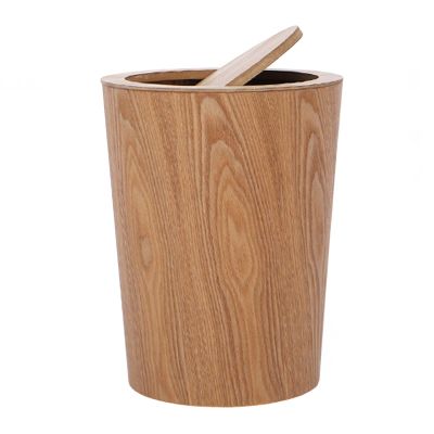 CL-ZZZ Versatile Wooden Waste Basket Round Shake Lid Trash Can Easy to Disassemble, Natural Wood Eco-Friendly Rubbish Bin for Office, Kitchen, Hotel