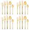 BRIIEC 18/10 Stainless Steel Tableware Set, 20 Piece Flatware Silverware Set Eating Utensils Set Service for 4, Unique Handle, Dishwasher Safe - Matte Gold view 1